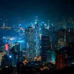 City Architecture - A captivating night cityscape of Hong Kong's ill #16732092