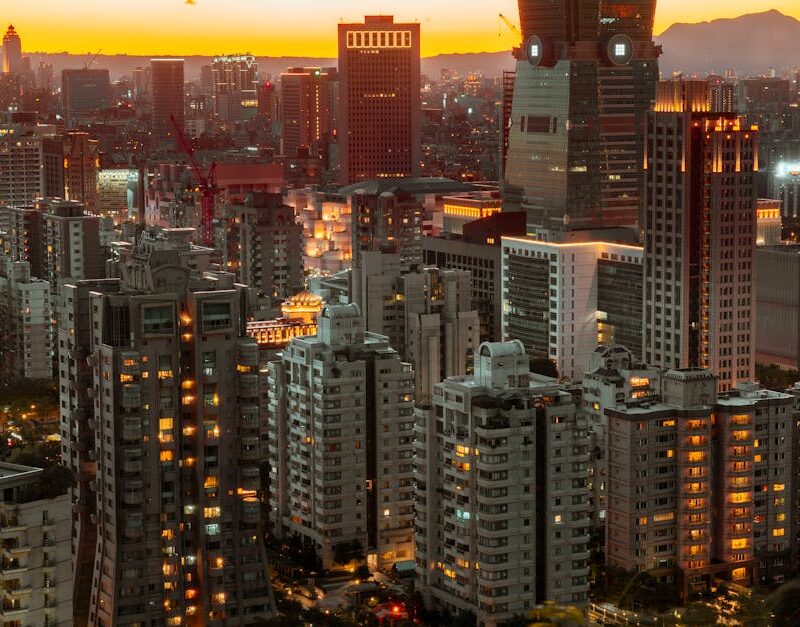 City Architecture - Stunning urban cityscape featuring modern skyscr #17007759