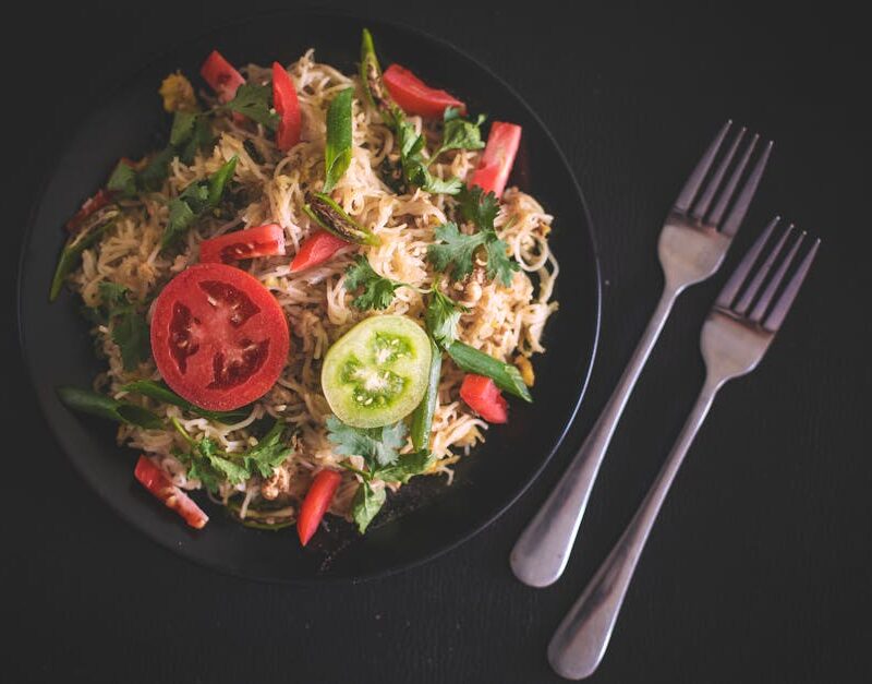 Food Aesthetics - A plate of freshly prepared mixed vegetable nood #17184357