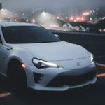 Luxury Cars - A white sports car with illuminated headlights p #17245117
