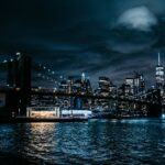 City Architecture - Stunning view of New York City's skyline at nigh #17899374