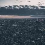 City Architecture - A stunning twilight aerial view over the vibrant #20106759