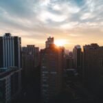 City Architecture - City skyline featuring high-rise buildings at su #29175968