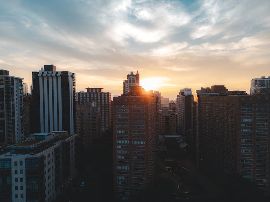 City Architecture - City skyline featuring high-rise buildings at su #29175968