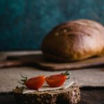 Food Aesthetics - Close-up of rustic bread topped with cheese and #30816618