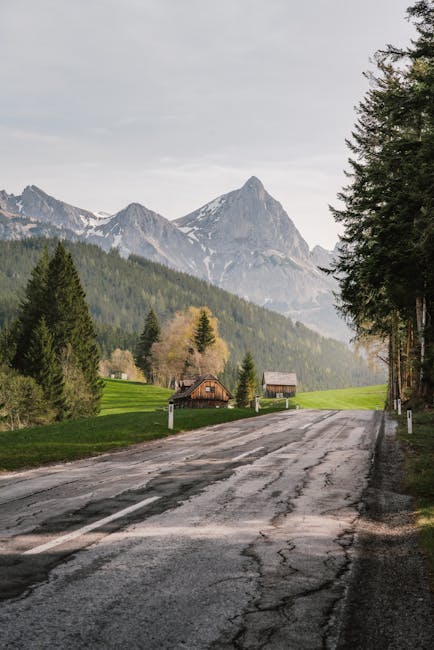 Mountain Landscapes - Scenic mountain road through lush landscapes and #34123174