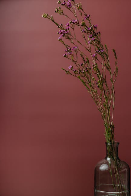 Flowers & Plants - Elegant minimalist arrangement with small pink f #6414007