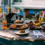 Food Aesthetics - A lively outdoor table setting featuring a varie #8707057