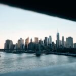 City Architecture - Striking view of New York City skyline with prom #9609298